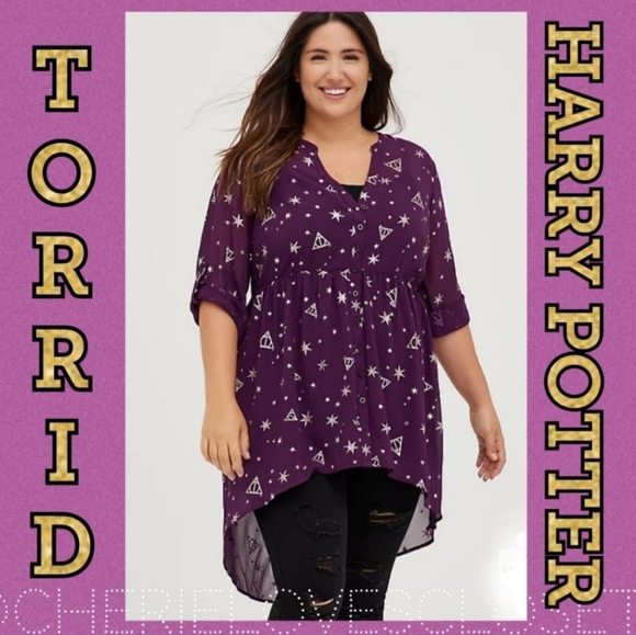 TORRID HARRY POTTER Dealthy Hallows Lexi Chiffon Babydoll! NWT! - Picture 1 of 5